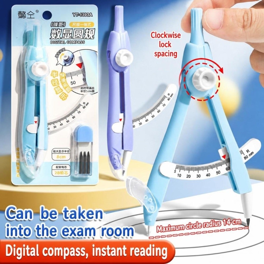 Compass Geometry Set - Compasso Digitale con Display, Funzione di