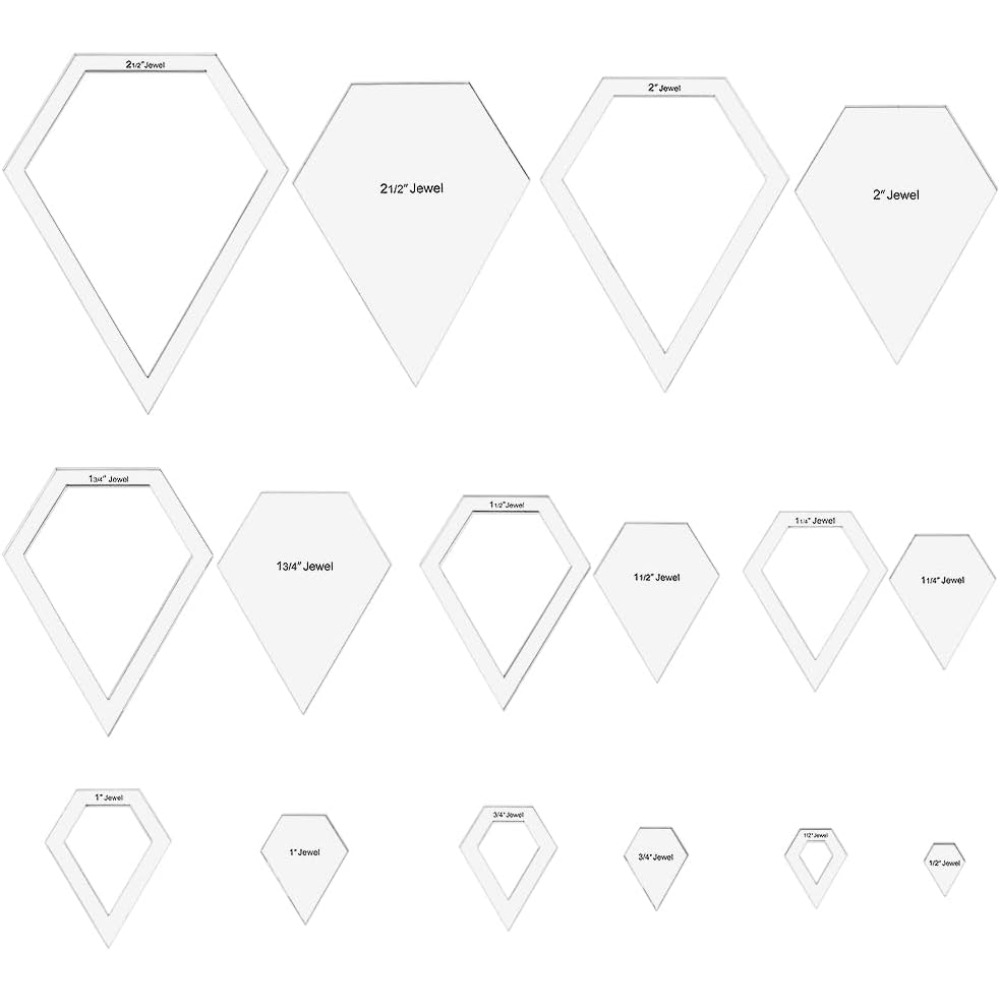 Ruler Set Transparent - 16 dimensioni modello per quilting gioiello