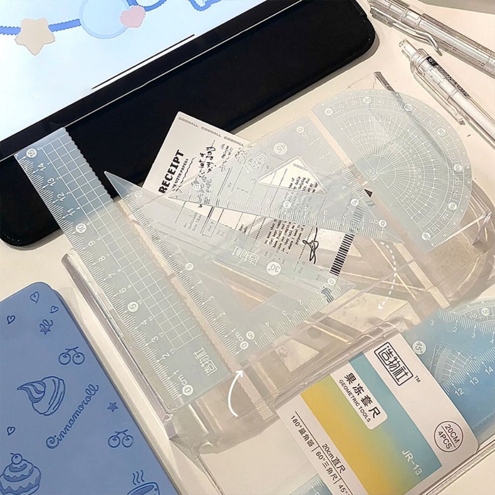 Ruler Set Transparent - 4 pz/set Multifunzionale 15/20 CM Gelatina